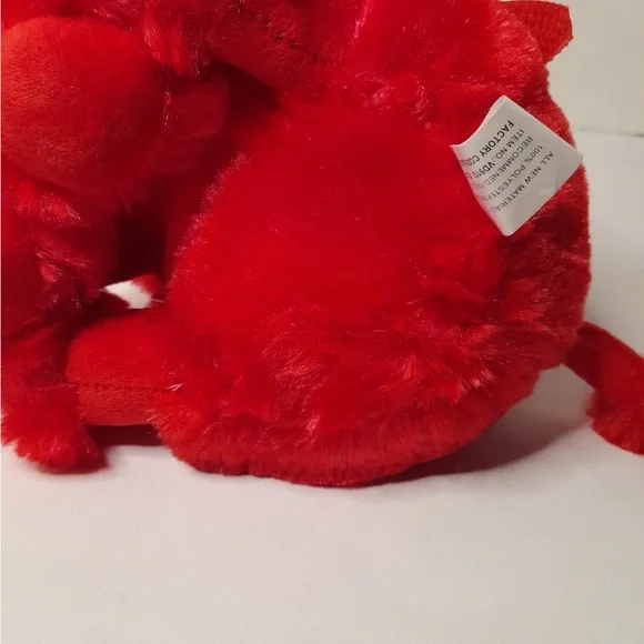 Red Plush Poodle with Love Embroidery and Bowknot - Picture 9 of 10